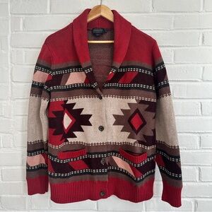 Pendleton Vintage Wool Shawl Collar Cardigan Sweater Southwestern Size XL Cotton
